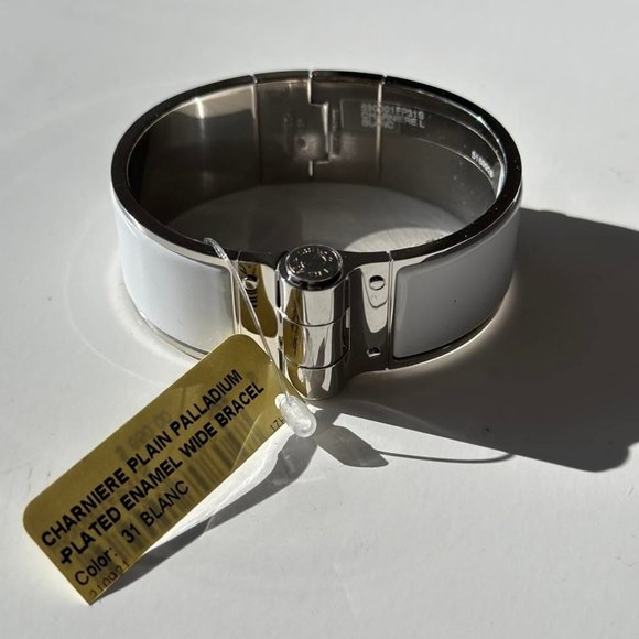 Hermès Charniere Silver Palladium-Plated Enamel Bracelet - Small - Picture 3 of 3